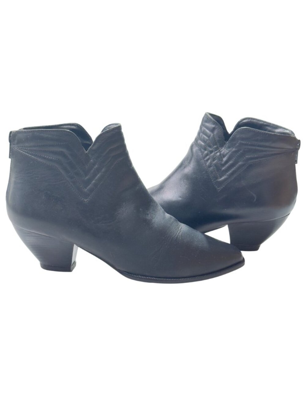 AMANDA SMITH Women's Black Leather Ankle Boots Sz 7.5M Made In Brazil - Picture 10 of 10